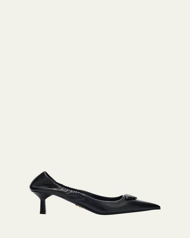 Triangle Logo Leather Pumps